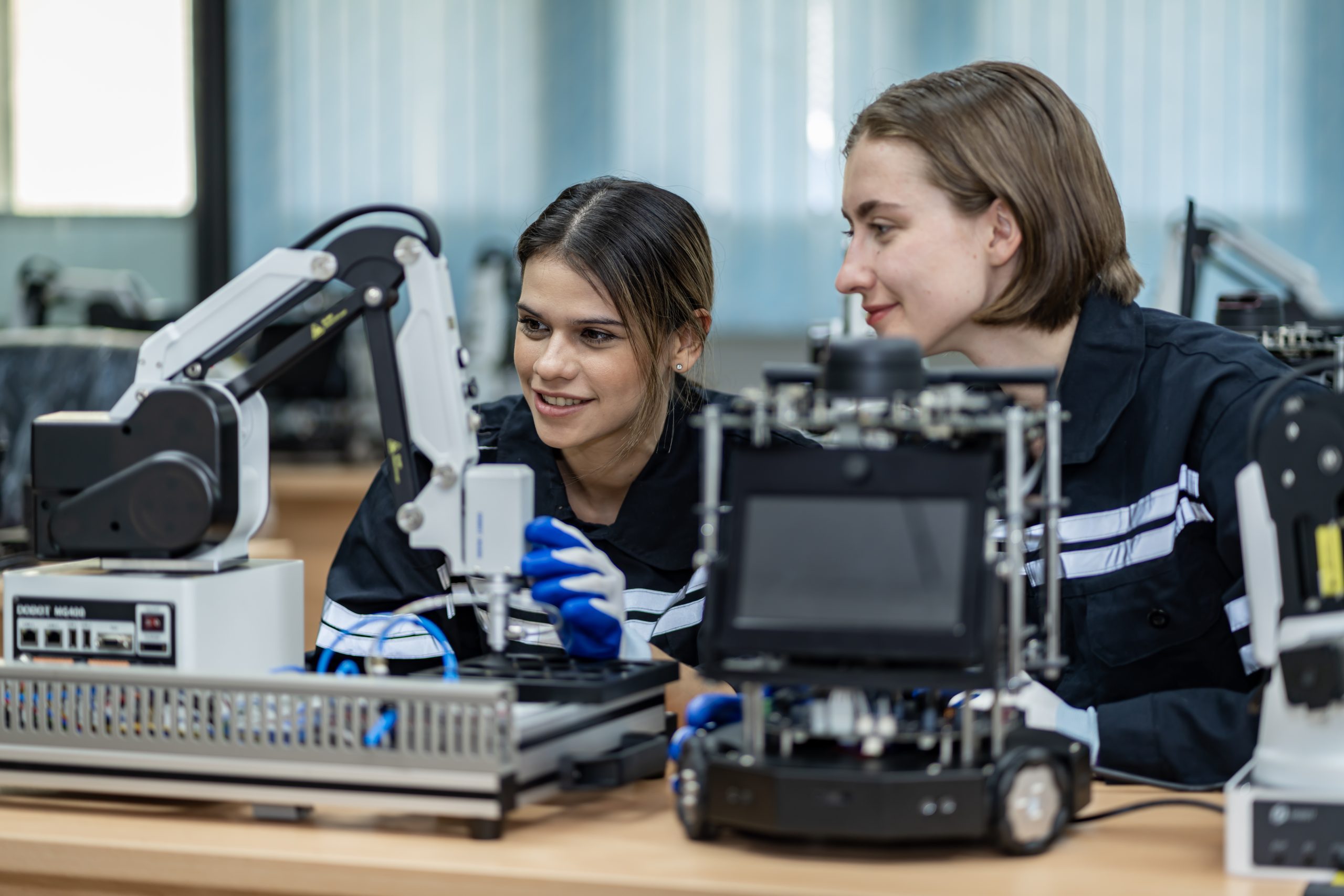 Team woman engineers practicing maintenance Taking care and prac